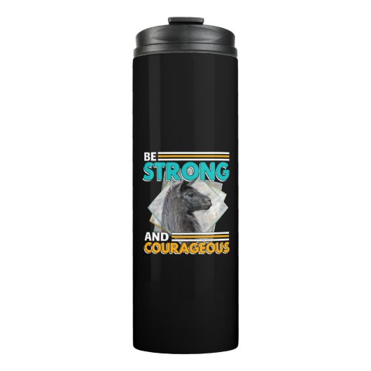 Wees sterk en moedig - Llama Thermosbeker (Voorkant)