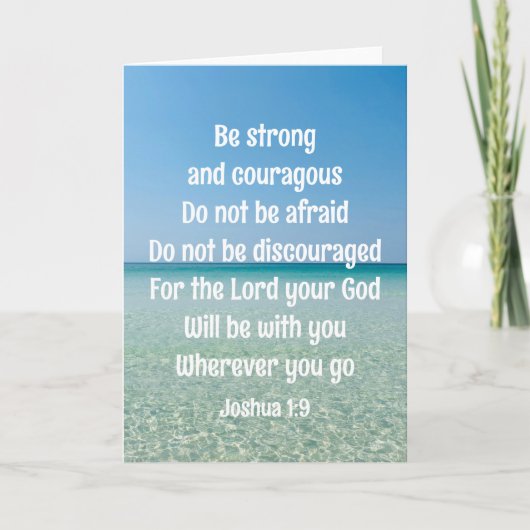 Wees sterk en moedig mooi Christelijk strand Kaart (Voorkant)