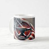 Wees sterk en moedig. Zwaard in smederij. Koffiemok (Voorkant links)