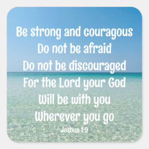 Wees sterk Inspirerend Bible Verse Beach Vierkante Sticker