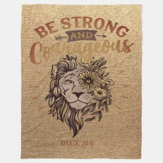 Wees sterk moedig Christelijk Bijbel Verse Lion Fleece Deken