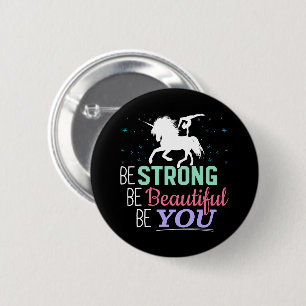 Wees Sterk Mooi Jij - Turnen Eenhoorn Ronde Button 5,7 Cm