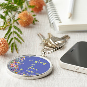 Wees sterk & vrij, als wilde bloemen Wilde Bloem Sleutelhanger