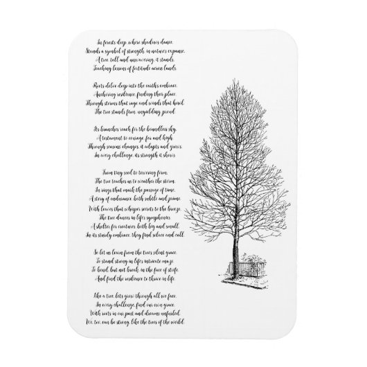 Wees sterk zoals boomkunst en gedicht magneet (Verticaal)