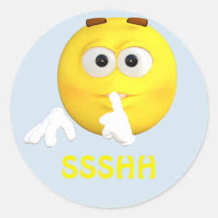 Wees stil Emoji Emoticon Cartoon Face Ronde Sticker