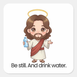 Wees stil. En Drink water. - Jezus reageert Vierkante Sticker