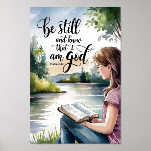 Wees stil en ken Christelijke Teen Girl Wall Art Poster