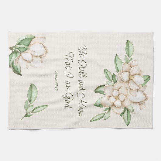 Wees stil en ken elegante bijbel vers botanisch theedoek