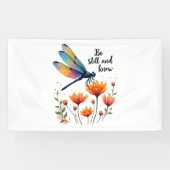 Wees stil en ken Floral Dragonfly Christelijk Summ Spandoek (Horizontaal)