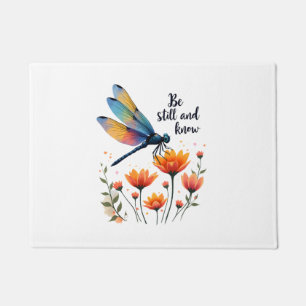 Wees stil en ken Floral Dragonfly Christelijke Zom Deurmat