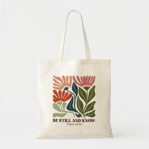 Wees stil en ken inspiratie Bijbelvers Tote Bag