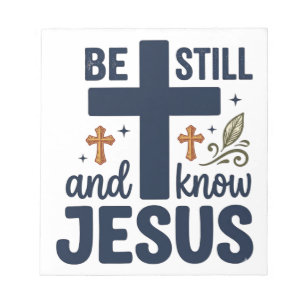 Wees stil en ken Jezus Christelijke typografie shi Notitieblok