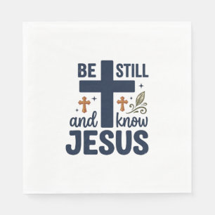 Wees stil en ken Jezus Christelijke typografie shi Servet