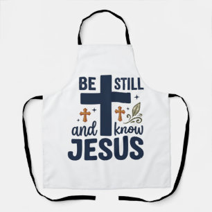 Wees Stil en Ken Jezus Christelijke Typografie T-s Schort