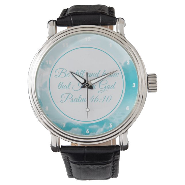 Wees stil en ken prachtige Christelijke Bijbelse V Horloge (Voorkant)