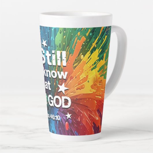 Wees stil en ken Psalm 46-10 Latte Mok (Rechterhoek)