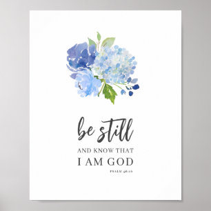 Wees stil en ken Psalm 46 Bloemrijke Bijbelvers Poster
