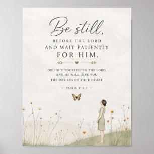 Wees stil en wacht geduldig Psalm 37 Christelijk Poster