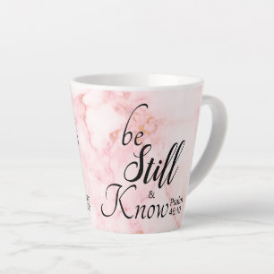 Wees stil en weet Bijbelvers 46:10 Roze marmer Latte Mok