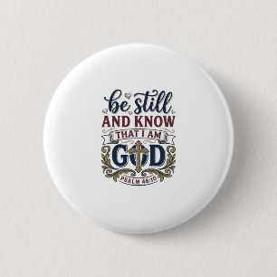 Wees Stil En Weet Christelijke Psalm 460 Shirt Ronde Button 5,7 Cm