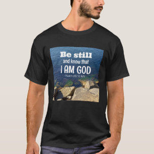 Wees stil en weet dat ik God ben Calm blauw oceaan T-shirt