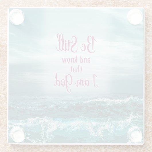 Wees stil en weet dat ik God ben Glazen Onderzetter (Achterkant)