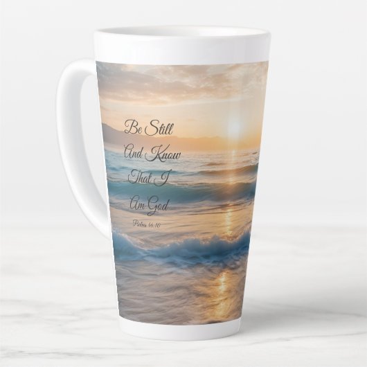 "Wees stil en weet dat ik God ben" Latte Mok (Linkerhoek)