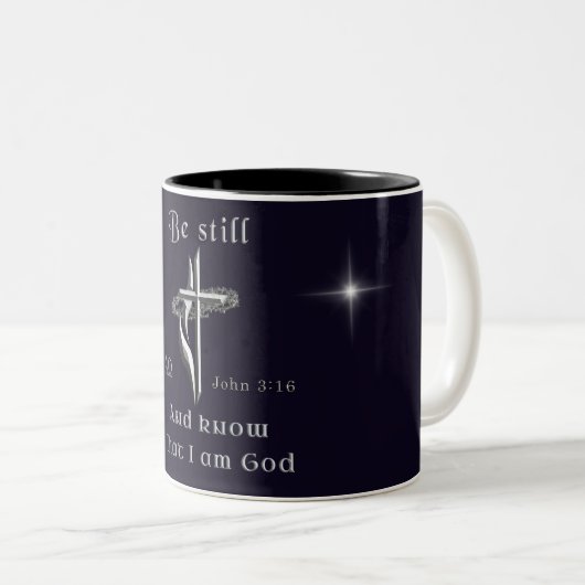 Wees stil en weet dat ik God ben Tweekleurige Koffiemok (Voorkant rechts)