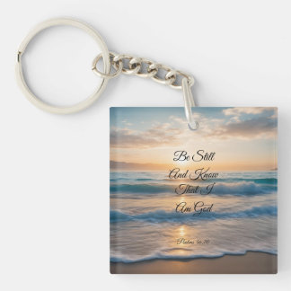"Wees stil en weet dat ik God ben" zonsopgang Sleutelhanger