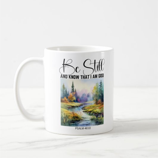 Wees stil en weet dat ik God Natuur Landschap ben Koffiemok (Links)