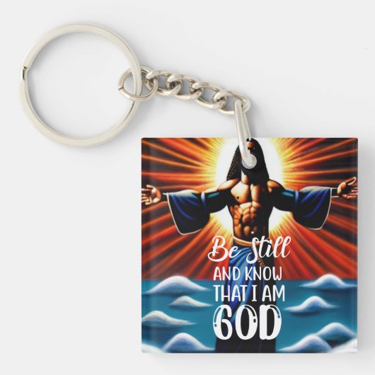 Wees stil en weet dat ik God Sleutelhanger ben (voorkant)