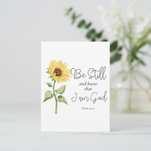 Wees stil en weet dat ik God Zonnebloem ben Briefkaart (Staand voorkant)