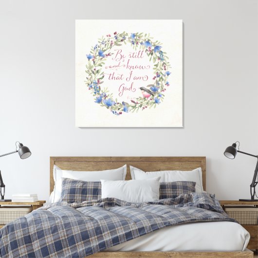 Wees stil en weet - Psalm 46:10 Canvas Afdruk (Insitu (Slaapkamer))