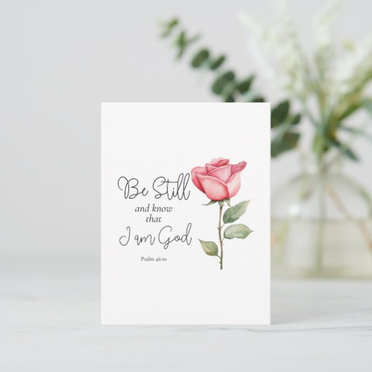 Wees stil in de Schrift en weet dat ik God Bloem b Briefkaart (Staand voorkant)