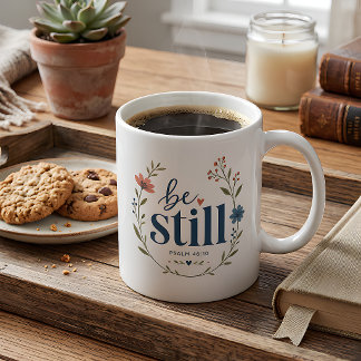 Wees stil Psalm 46:10 Bloemstuk Koffiemok
