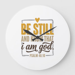 Wees Stil Psalm 46_10 Vintage Christelijk T-shirt  Grote Klok