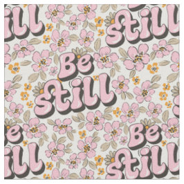Wees stil - Retro Bloemen Schrift in Roze & Wit Stof