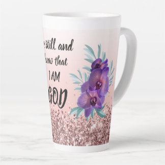 Wees stil & weet dat ik God ben - Floral Latte Mok