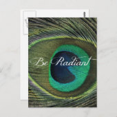 Wees stralend citaat met Peacock Feather Briefkaart (Voorkant / Achterkant)