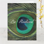 Wees stralend citaat met Peacock Feather Kaart (Gele Bloem)