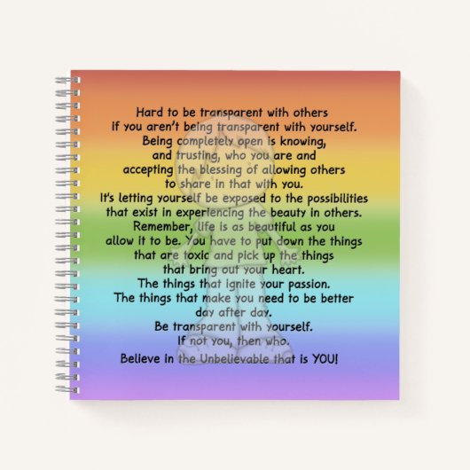 Wees transparant notitieboek (Voorkant)