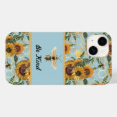 Wees  Turquoise Sunflower Bee Case-Mate iPhone Case (Achterkant (horizontaal))