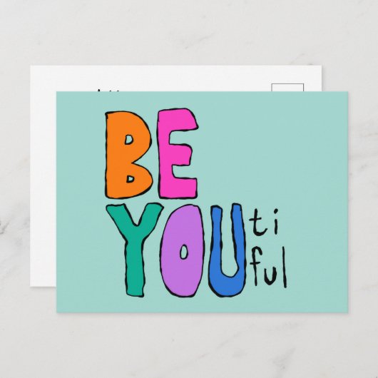 Wees u mooi, kleurrijk, helder briefkaart (Voorkant / Achterkant)
