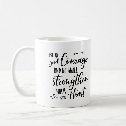 Wees van goede moed - Psalm 31:24 Mok koffie (Links)