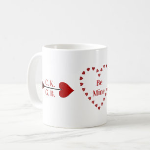 Wees van mij! Hartjes Cupido Pijl Initialen Koffie Koffiemok