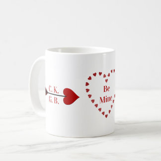 Wees van mij! Hartjes Cupido Pijl Initialen Koffie Koffiemok