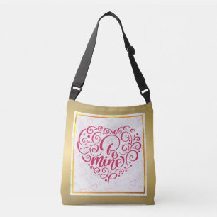 Wees van mij" Vintage tekst: Gelukkige Valentijnsd Crossbody Tas
