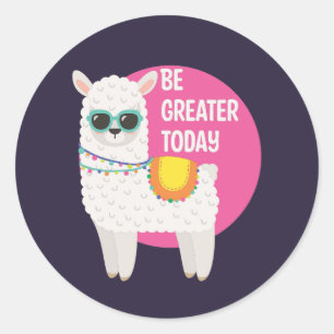 Wees vandaag nog groter Llama draagt zonnesbril Ro Ronde Sticker