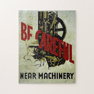 Wees voorzichtig bij machines - WPA Safety Poster Legpuzzel