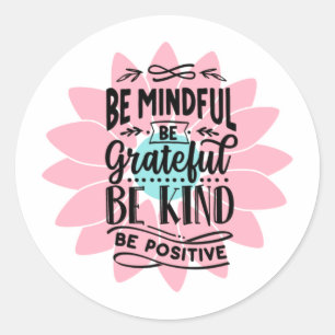Wees voorzichtig Inspirerend Waterverf roze  Ronde Sticker
